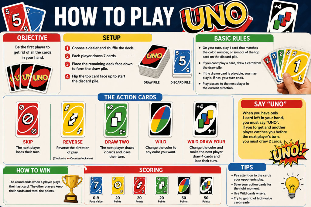 How to Play UNO Rules, Setup, Cards & Winning Tips